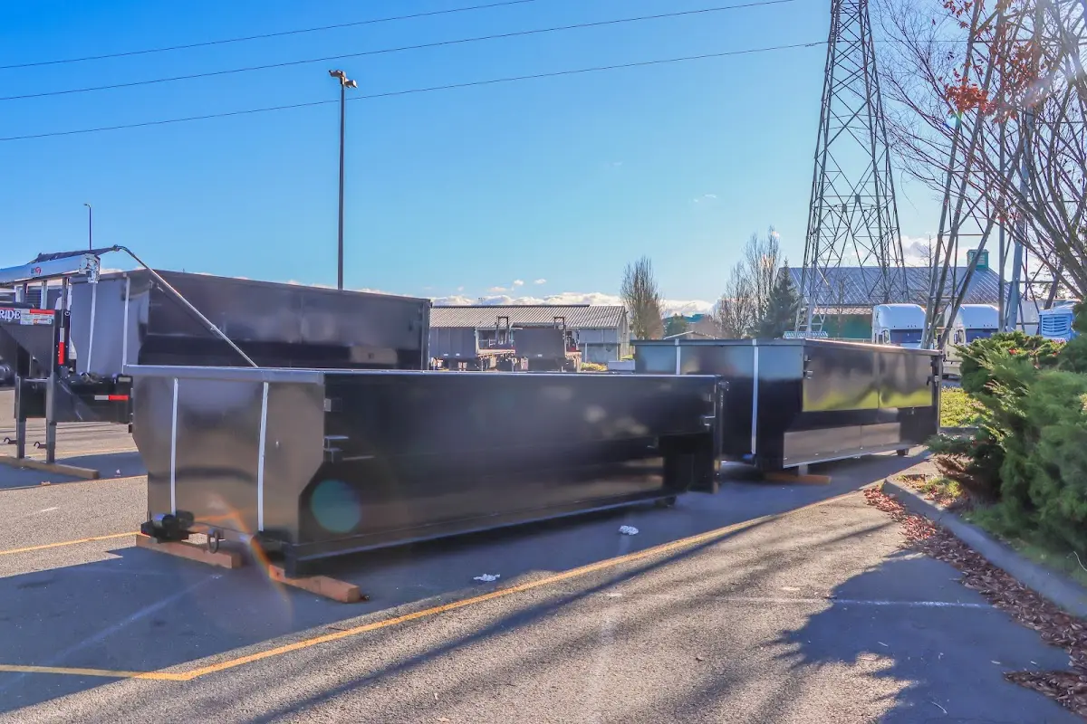 Roll-off dumpster ready for waste disposal at job site for Estate Cleanout Dumpster Rental in Rockland